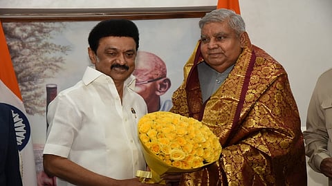 Tamil Nadu Chief Minister M K Stalin with Vice President Jagdeep Dhankhar