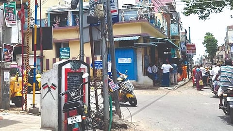 TNEB encroachments on RP Road in Chromepet.