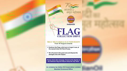 Flag collection drive announcement by Indian Oil Corporation.