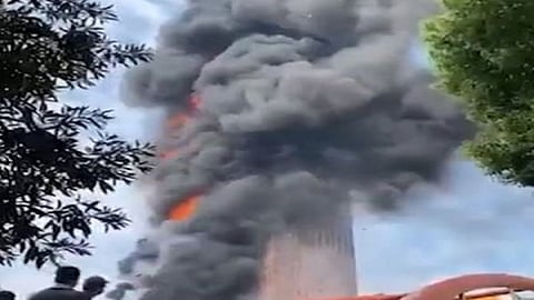 A fire broke out in a commercial building in China