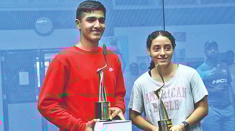 Winners Abhay Singh (left) and Kenzy Ayman