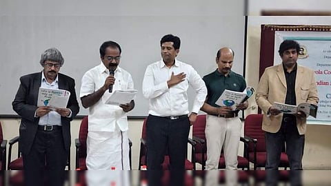V Meyyanathan during the World Gratitude Day celebration at Loyola College on Wednesday