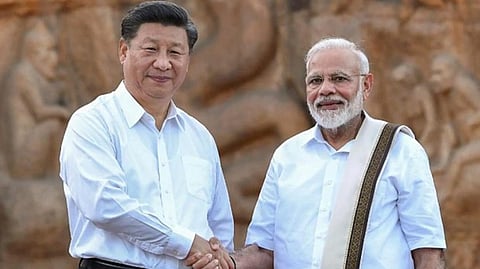 Xi Jinping and Narendra Modi at Mahabalipuram, Chennai