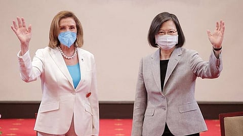 U.S. House of Representatives Speaker Nancy Pelosi attends a meeting with Taiwan President Tsai Ing-wen at the presidential office in Taipei, Taiwan August 3, 2022.