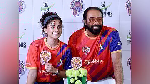 Actress Taapsee Pannu and Raminder Singh owners of Punjab Tigers in TPL