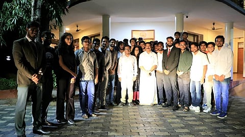 Dharmendra Pradhan with members of the Student Executive Council of IIT-Madras.