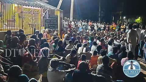 Residents of Ekanapuram village gathered to hold a peaceful protest on Sunday