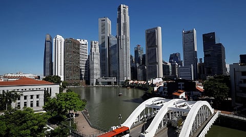 A view of the central business district in Singapore