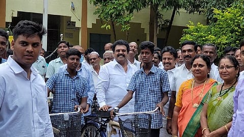 MLA VG Rajendran distributed free bicycles to the students