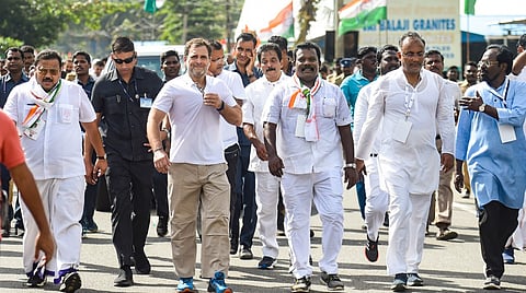 Rahul Gandhi during the Yatra in Kanniyakumari