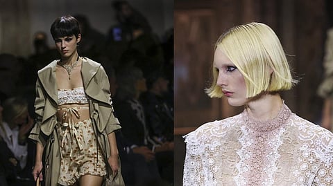 Models wearing a creation for Botter for the ready-to-wear Spring/Summer 2023 fashion collection presented Tuesday.