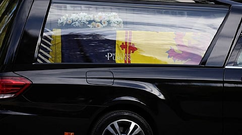 The hearse carrying the coffin of Britain's Queen Elizabeth departs Balmoral Castle, in Balmoral, Scotland, Britain September 11, 2022