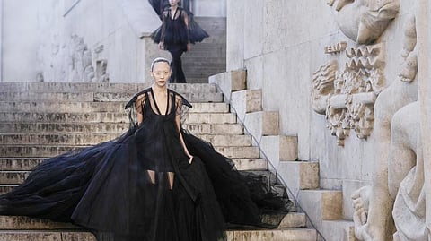 A model wears a creation for the Rick Owens ready-to-wear Spring/Summer 2023 fashion collection