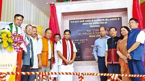 The foundation stone has been laid by Shradhye Acharya and Arunachal agri minister Tage Taki