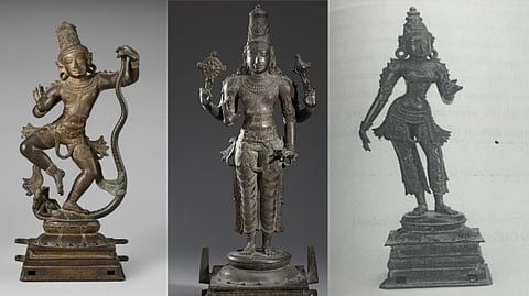 Antique idols of Krishna, Vishnu & Sridevi