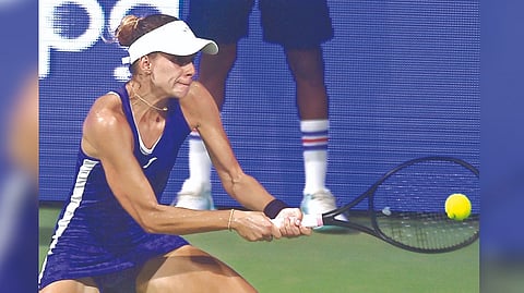 Magda Linette in Chennai Open second-round action on Thursday.