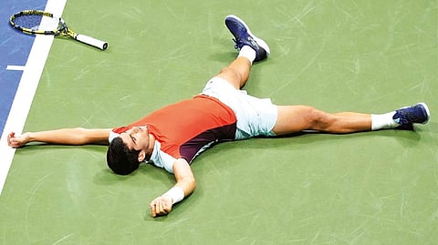 Carlos Alcaraz after defeating Tiafoe