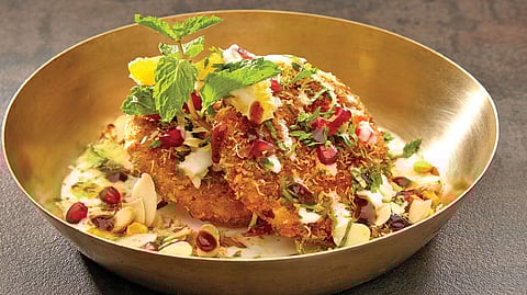 Almond tikki chaat with US cranberry chutney