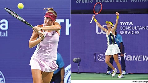 Nadia Podoroska (right) will meet Linda Fruhvirtova (left) in the semi-finals.