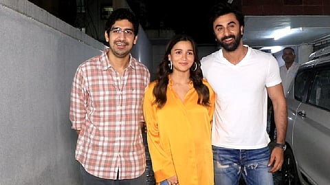 Actors Ranbir Kapoor and Alia Bhatt with director Ayan Mukerji