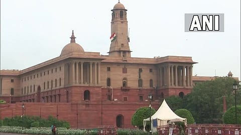 National Flag at Rashtrapati Bhavan fly at half-mast as one-day state mourning is being observed in the country following the demise of Queen Elizabeth II