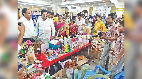 MLA VG Rajendran and District Collector Dr Alby John Varghese visiting the exhibition.