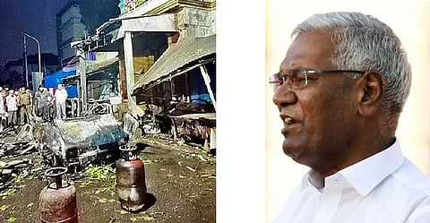 Visual from spot (L) ; CPI general secretary D Raja (R)