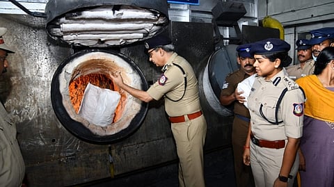 Commissioner of Police, Shankar Jiwal oversaw the incineration of the narcotic substances.