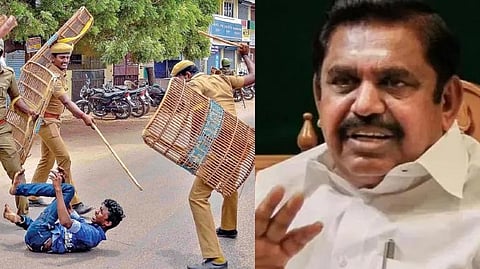 Police attacking an individual; Edappadi Palaniswami