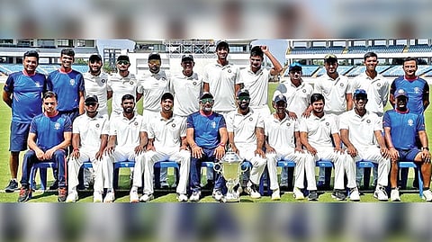 Rest of India team posing with the Irani Cup