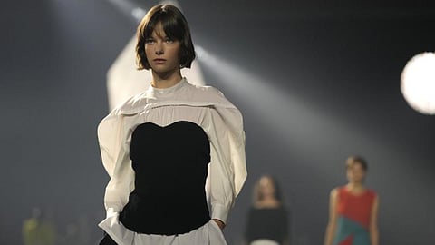 A model wears a creation for the Issey Miyake ready-to-wear Spring/Summer 2023 fashion collection