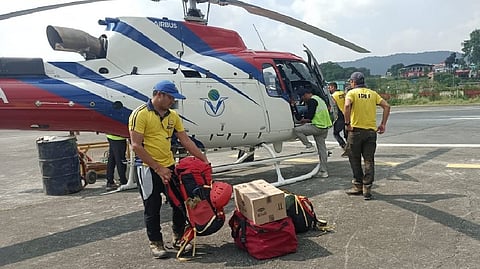 SDRF teams leave from Sahastradhara helipad in Dehradun to rescue the trainees.