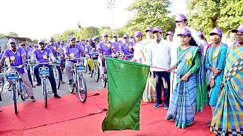 Chennai corporation mayor R Priya flagged off cycle rally