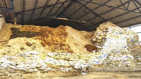 A pile up of salt sludge in Tirupur from the dyeing units there