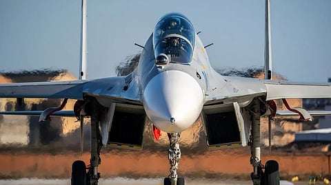 Fighter jet at a training base for the People?s Liberation Army