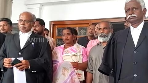 Kallakurichi schoolgirl?s parents at the district court of Puducherry.