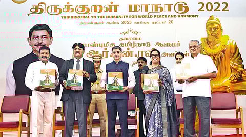 Governor RN Ravi inaugurating a conference on Tirukkural in Chennai on Friday.