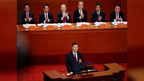 Chinese President Xi Jinping attends the opening ceremony of the 20th National Congress of CCP at the Great Hall of the People in Beijing on Sunday