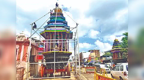 Temple cars seen getting a makeover ahead of upcoming Karthigai Deepam festival