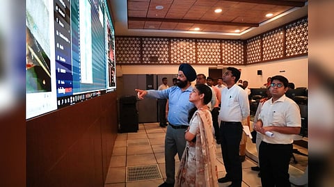 Chennai Corporation Mayor R Priya, and Commissioner Gagandeep Singh Bedi inspecting the control room.