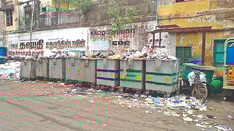 The overflowing bins and polluted corner at George Town