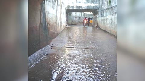 Water stagnating in Eswari Nagar Subway connecting Zamin Pallavaram.