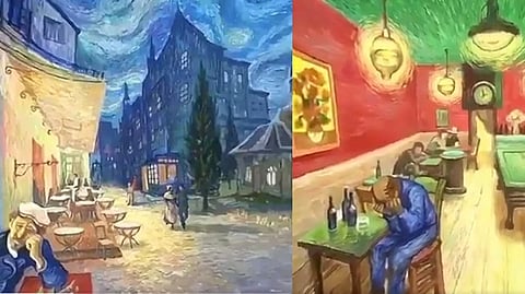 Screengrab from the video that shows some of Van Gogh's famous paintings.