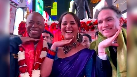 Mayor Eric Adams does the 'Pushpa' gesture