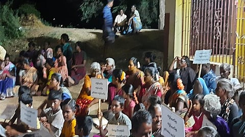 Villagers during the  protest