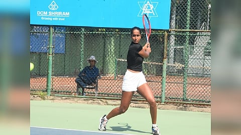 Vaishnavi Adkar in action during Fenesta Open National Tennis Championship