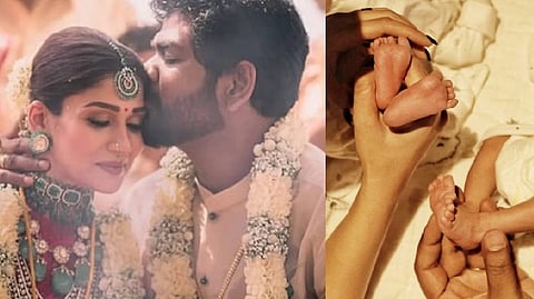 Vignesh Shivan; The couple holding the kids