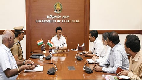Stalin in a meeting with top officials