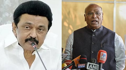 MK Stalin (L), Mallikarjun Kharge (R)