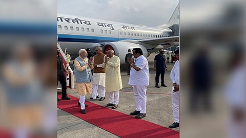 PM Narendra Modi reaches Ahmedabad